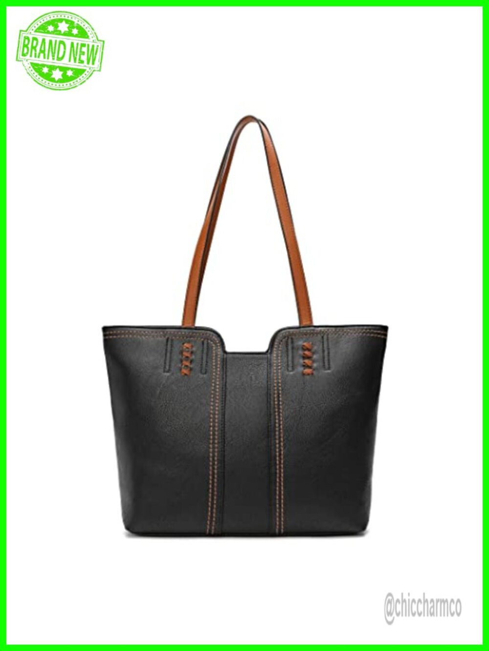 Women's Vegan Leather Tote Bag Top Handle Satchel Purse